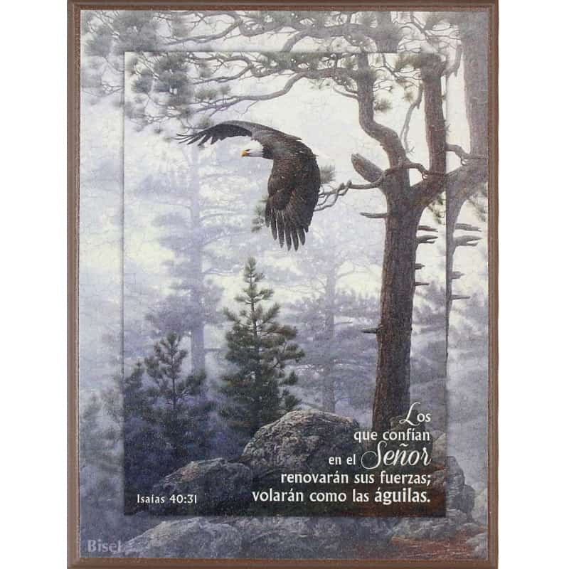 Plaqueta de Escritorio Color: Café Diseño: Águila En Dos Pinos Texto: Isaías 40:31