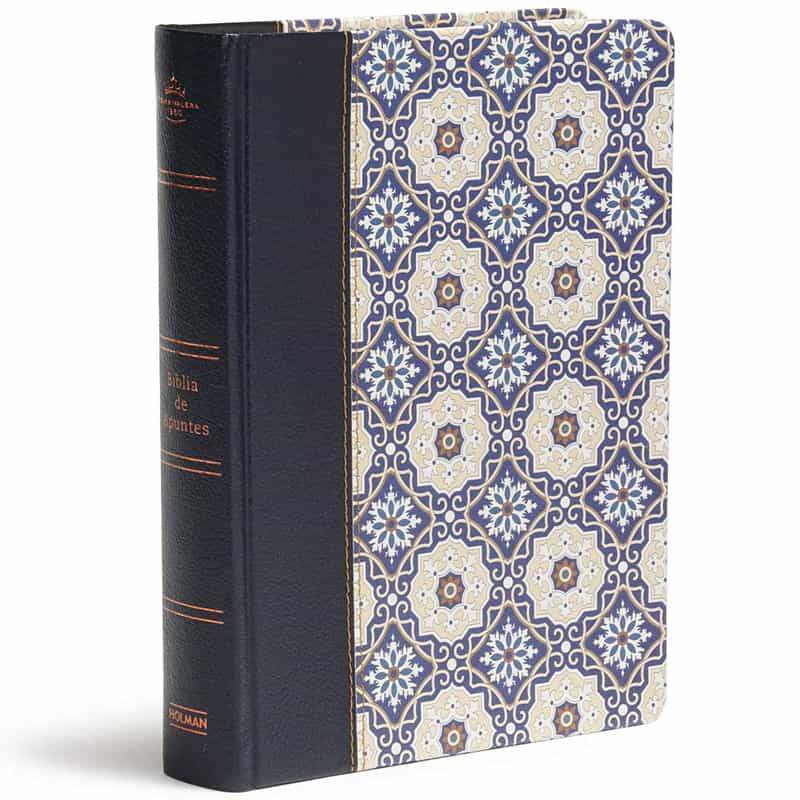 Biblia RVR 1960  Apuntes Letra Grande Piel Fabricada Y Mosaico Color Crema Y Azul