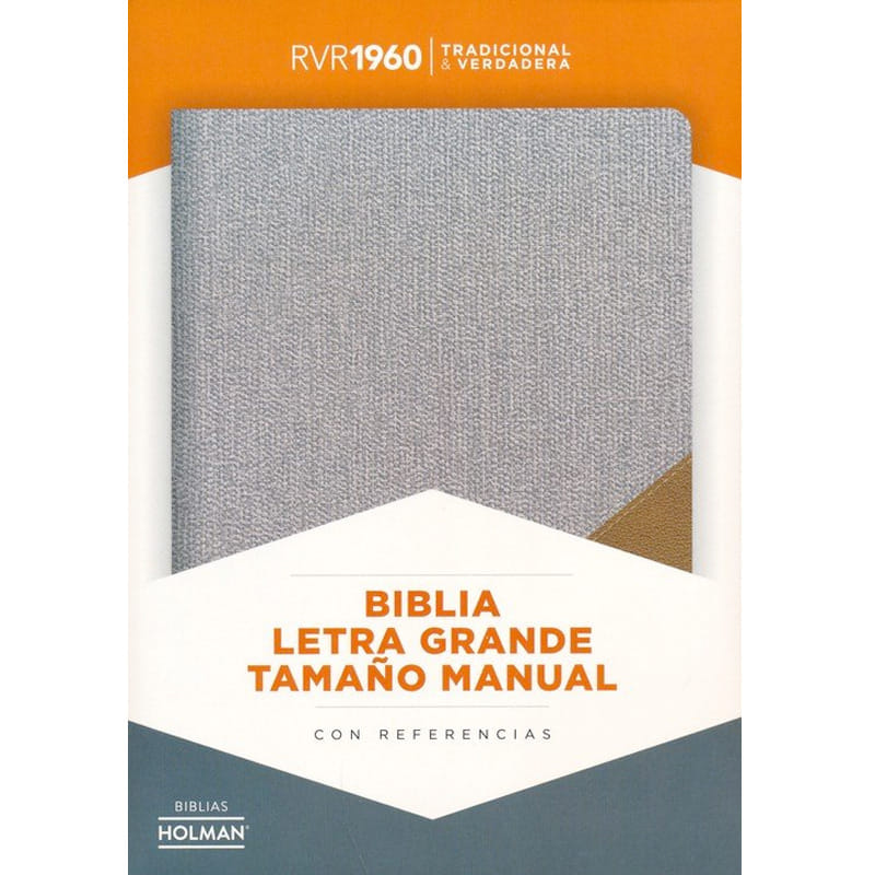 RVR 1960 Biblia Letra Grande Tamaño Manual Gris Y Marron Simil Piel 