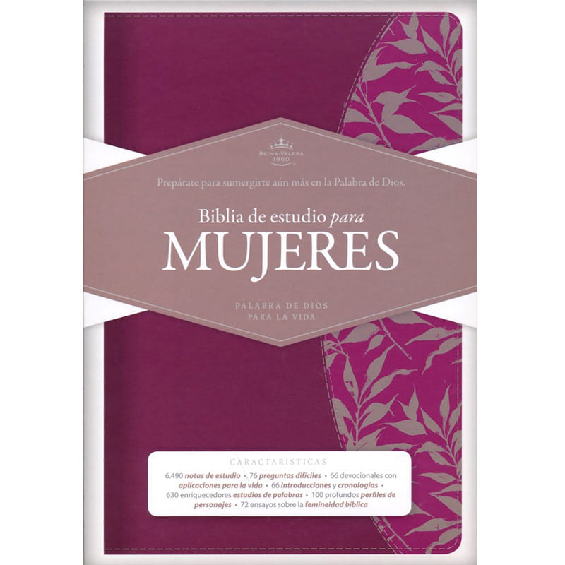 Biblia RVR 1960 Biblia De Estudio Para Mujeres, Vino Tinto Fucia Imitación Piel Con Indice