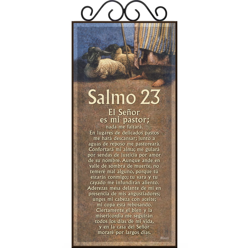 Plaqueta Con Forja, Texto: Salmo 23 Diseño Ovejas