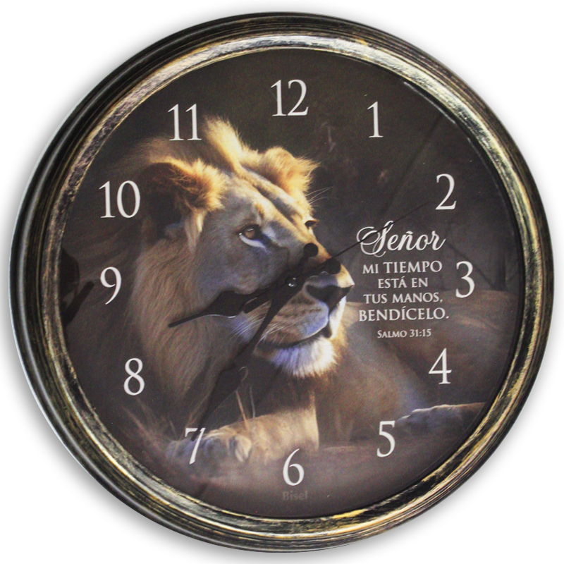 Reloj De Pared Diseño León, Salmo 31:15 Perfil De León