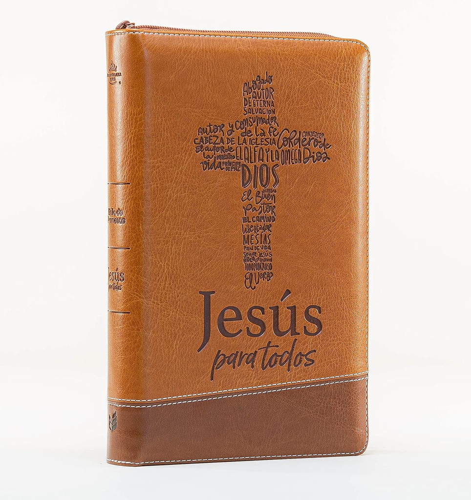 Santa Biblia de Promesas RVR-1960, Jesús para todos, Letra Grande / Tamaño Manual, Piel especial, Café