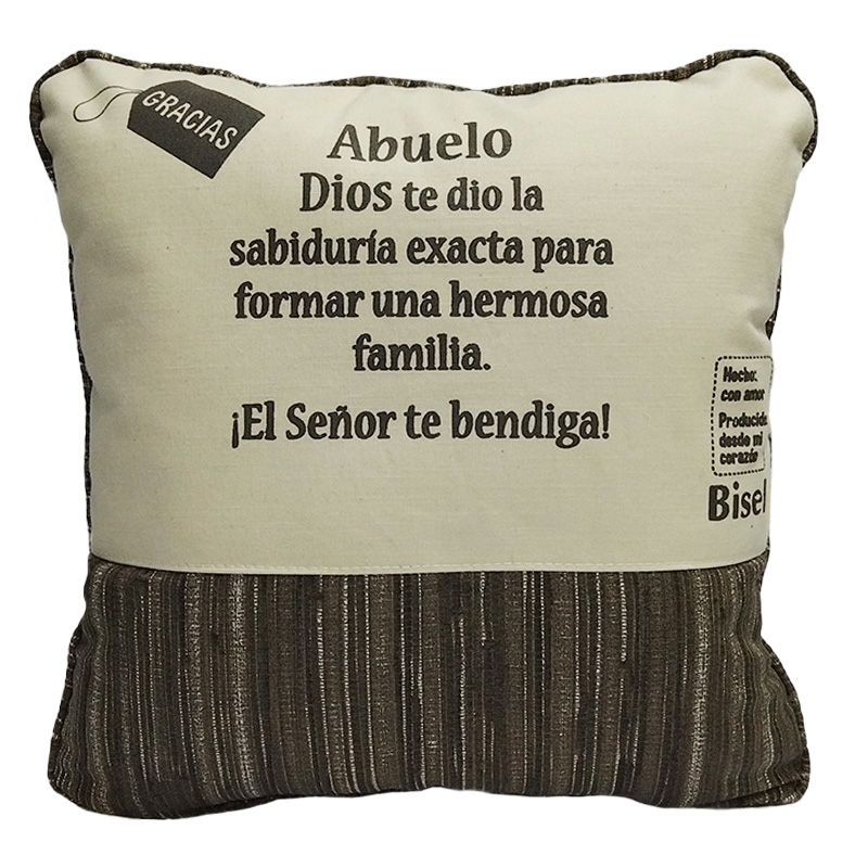 Cojín Abuelo Diseño: Café Oscuro Con Rayas, Dios Te Dio La Sabiduría.