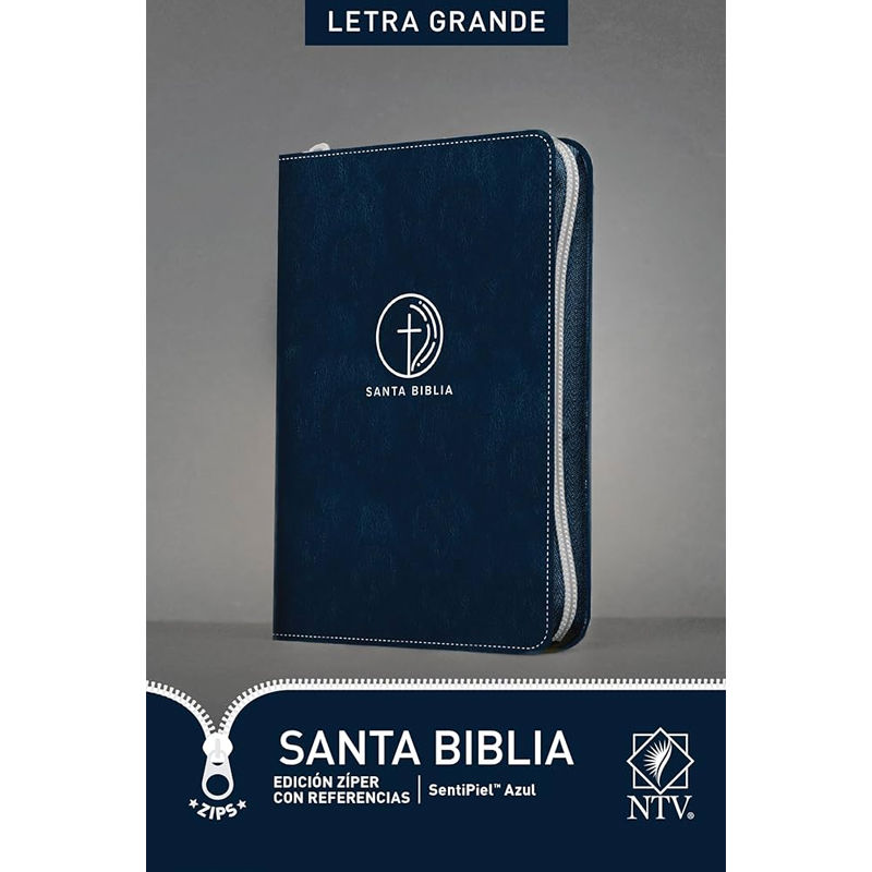 Biblia NTV Con Zíper Letra Grande Color Azul