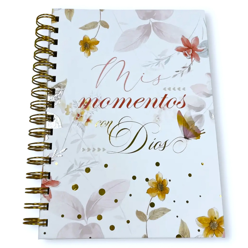 Libreta Devocional Con Espiral  Mis Momentos Con Dios Diseño Acuarela