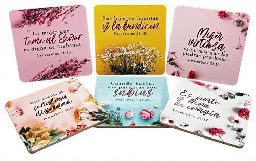 Paquete De 6 Posa vasos Diseño Primavera Con Diferentes Versículos Bíblicos