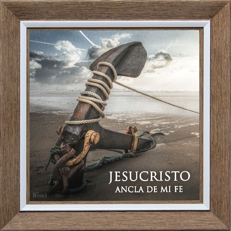 Cuadro Para Escritorio Marco Color Café Diseño "Ancla De Mi Fe"