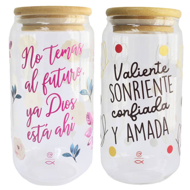 Vaso De Vidrio Con Textos Surtidos