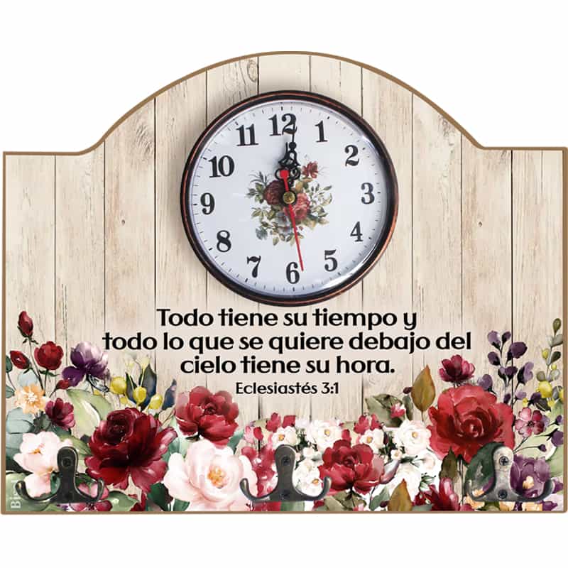 Porta Llaves De Madera Diseño: Rosas Texto: Eclesiastés 3:1 Todo Tiene Su Tiempo