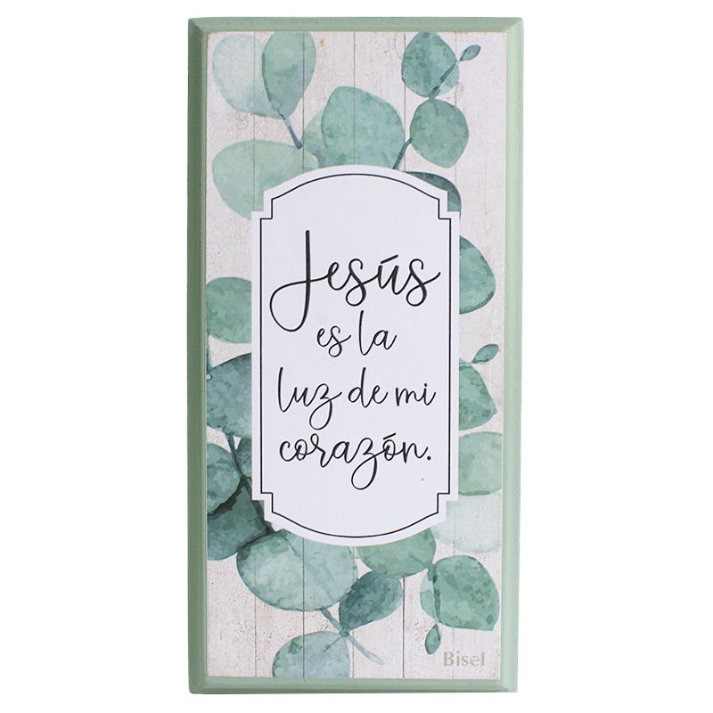 Plaqueta Color Verde Texto: Jesús Es La Luz De Mi Corazón
