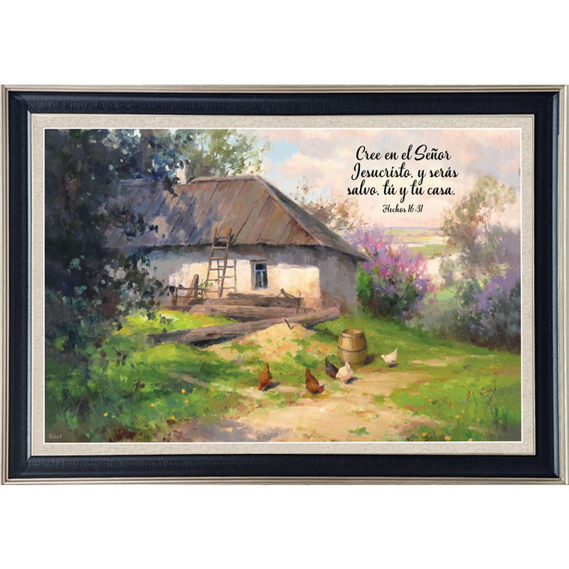 Cuadro Con Marco Pewter Con Negro Salmo 18:32 Casita Café