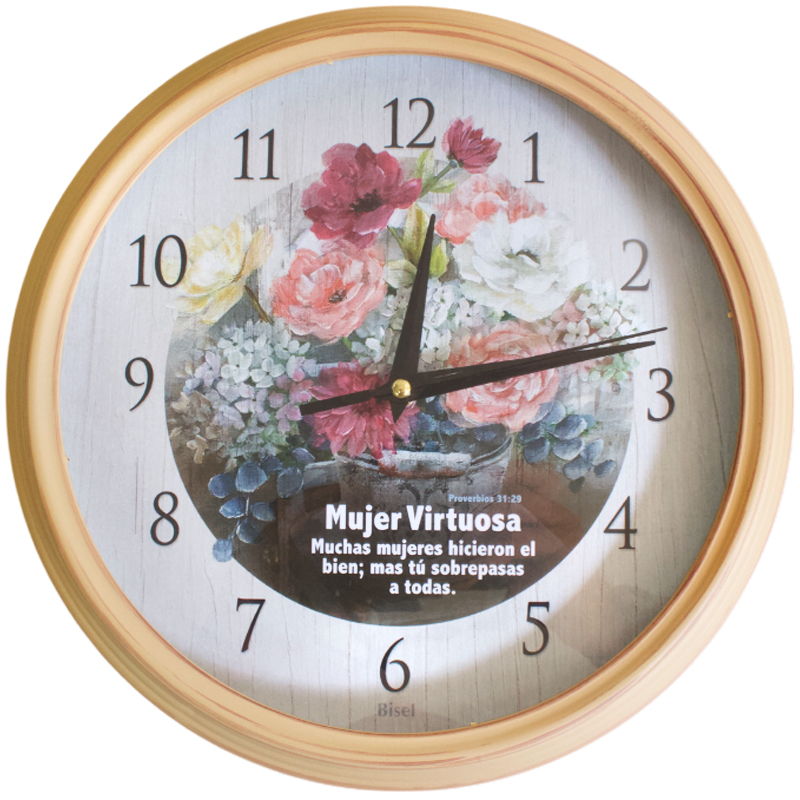 Reloj De Pared Redondo Rosado Mujer Virtuosa