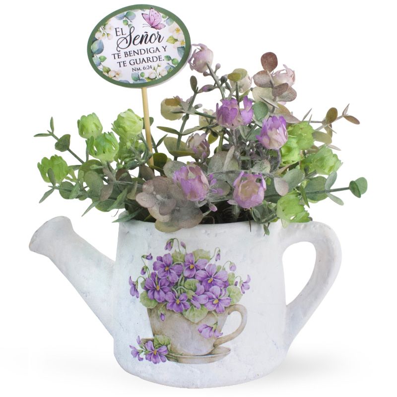 Maceta De Cerámica Con Flores ( Pequeña Blanca )