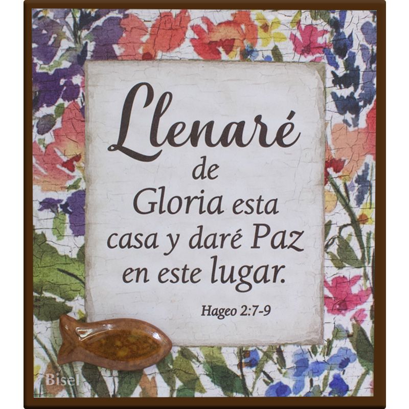 Plaqueta Para Escritorio Texto: Hageo 2: 7-9 Llenaré De Gloria Esta Casa