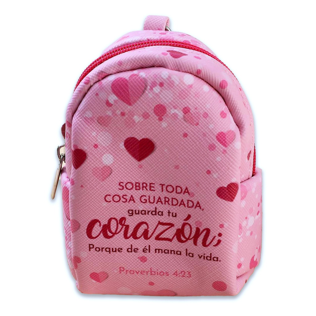 Llavero Monedero En forma De Mochila Diseño de Corazones