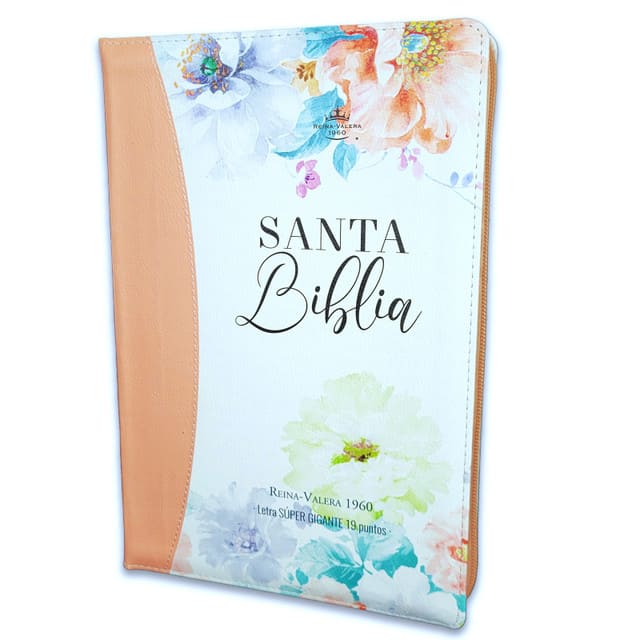 Biblia RVR 1960 Tamaño Grande Letra Súper Gigante Con Cierre E Índice Jardín Coral