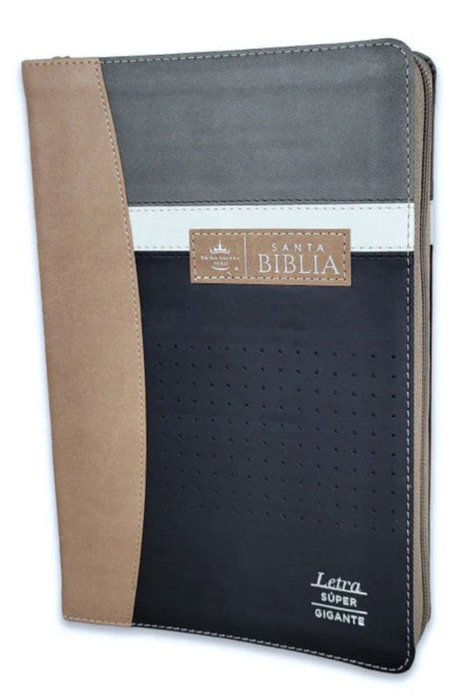 Biblia RVR 1960 Tamaño Grande Letra Súper Gigante Con Cierre e Índice Café/Beige
