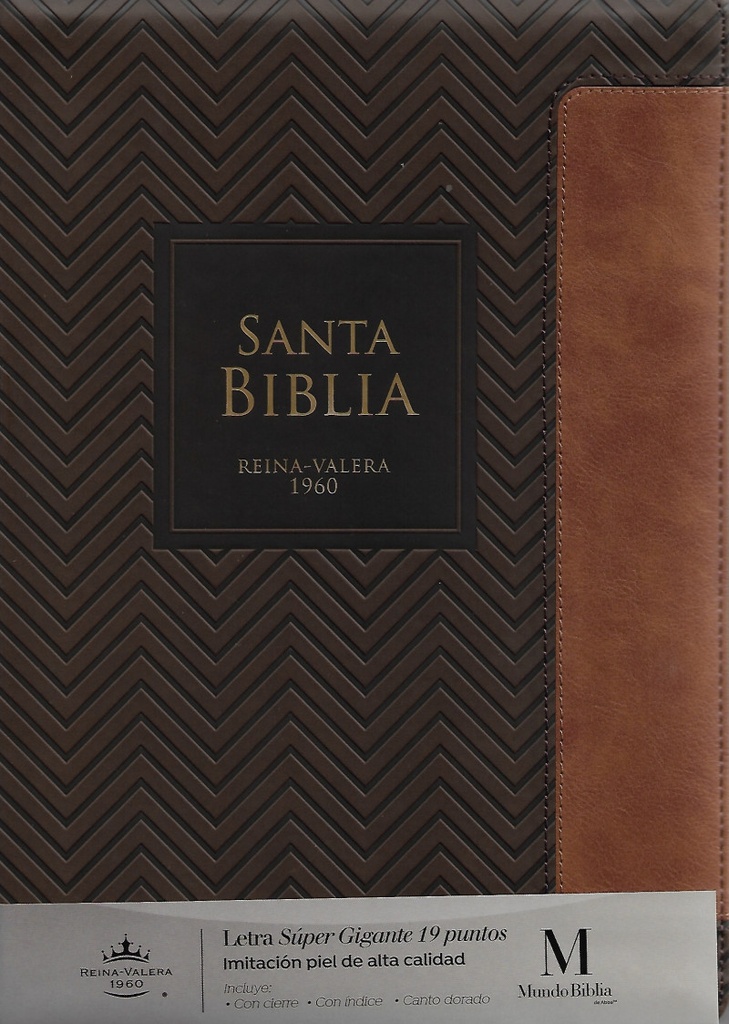 Biblia RVR 1960 Tamaño Grande Letra Súper Gigante Con Cierre e Índice Café/Beige