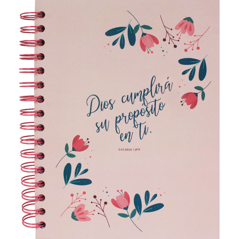 Cuaderno Con Espiral Tamaño 1/2 Oficio "Dios Cumplirá Su Propósito En Ti"