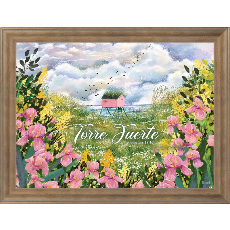 Cuadro Con Marco Crema Proverbios 18:10 Torre Fuerte