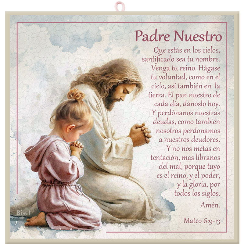 Plaqueta Colgante Mateo 6:9-13 Padre Nuestro Niña
