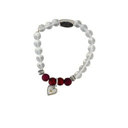 [CONMOAR-1034] Pulsera Perlas Transparentes Y Vino Tinto Con Semilla De Mostaza