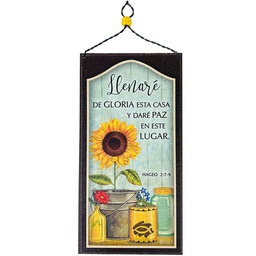 [DECOR-1127] Plaqueta, Hageo 2:7-9 Diseño Girasol