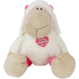 [PLUSH-BS089A] Oveja Color Beige y Rosado  50 cm de Alto