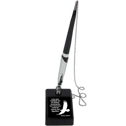 [DESK-BS277B] Boligrafo Con Base Color: Negro/Plateado Diseño: Águila Texto: Isaías 40:31