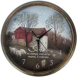 [WATCH-BS057B] Reloj de Pared Redondo Color: Dorado Señor Mi Tiempo Está en tus Manos