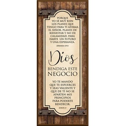 [DECOR-1054E] Plaqueta Texto: Jeremias 29:11,Josue 1:7 Color: Café ( Dios Bendiga Este Negocio )