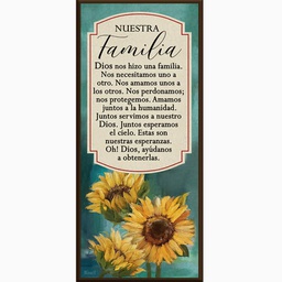 [DECOR-1253] Plaqueta Colgante Diseño Girasoles Texto: Nuestra Familia