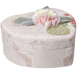 [CAJA-BS21028A] Joyero En Forma De Corazón  Forrado Con Tela "Eres Una Perla De Gran Precio"