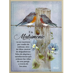 [DECOR-1233A] Plaqueta Diseño Pajaritos Texto: Un Matrimonio