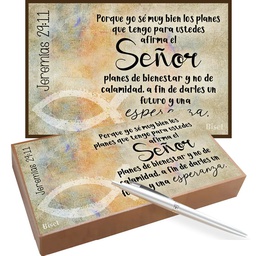 [COMBO-1068A] Combo Jeremías 29:11 Incluye 1 Plaqueta Para Escritorio + Bolígrafo Con Llavero