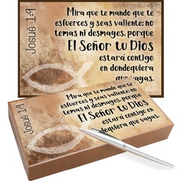 [COMBO-1068B] Combo Josué 1:9 Incluye 1 Plaqueta Para Escritorio + Bolígrafo + Llavero