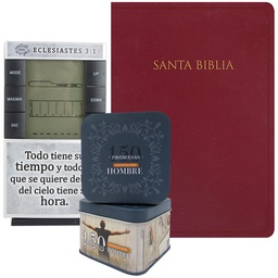 [COMBO-1085F1] Combo Para Caballero Biblia + Caja De Promesas Y Reloj Para Escritorio