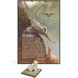 [COMBO-1093] Combo Plaqueta Colgante + Oveja De Cerámica Salmo 23