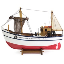 [HOLLI-BS23059A] Barco De Madera Color Blanco Y Rojo El Hombre Que Camina Con Dios Siempre Llega A Su Destino.