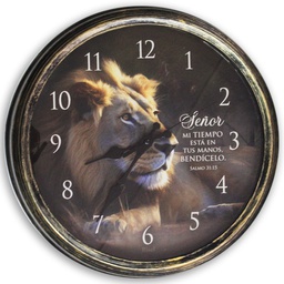 [WATCH-BS058Q] Reloj De Pared Diseño León, Salmo 31:15 Perfil De León