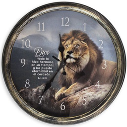 [WATCH-BS058O] Reloj De Pared Diseño León En Roca, Eclesiastés 3:11