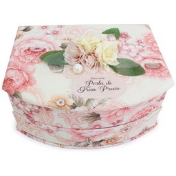 [CAJA-BS23010B] Joyero Con Gaveta Floreado: Perla De Gran Precio