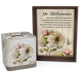 [COMBO-1039A] Combo Encajuelado + Cajita De Kleenex + Kleenex Adicional  "Un Matrimonio"