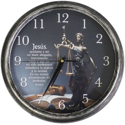 [WATCH-BS057T] Reloj De Pared Redondo Plateado Oración Del Abogado.