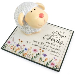 [CERTI-BS23049A] Plaqueta Con Oveja  "Soy Oveja De Jesús"  Juan 10:27