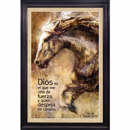 [CART-BS23008F] Cuadro Con Marco Negro 2do. De Samuel 22:33 Caballo