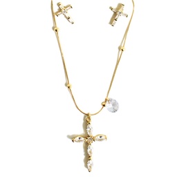 [NICOL-1022] Cadena Con Aretes (Dije De Corazón Y Cruz)