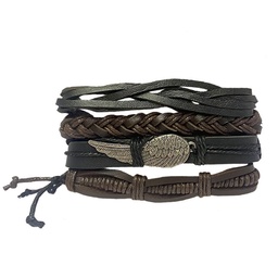 [BEST-1000F] Pulsera De Cuero (Ala Plateada)