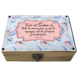 [BG-1000A] Joyero De Madera, Pequeño Prov. 3:5 Fíate Del Señor De Todo Tu Corazón